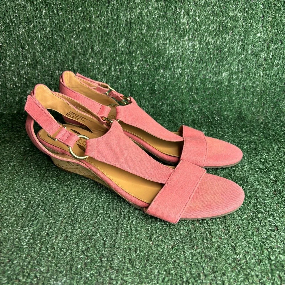 Aerosoles‎ Creme Brulee Cork Wedge Heel Slingback Sandal Pink Womens Size 8.5 M